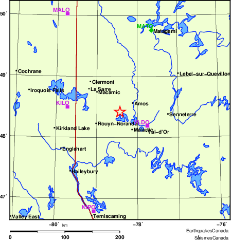 carte des localisations des stations sismologiques locales