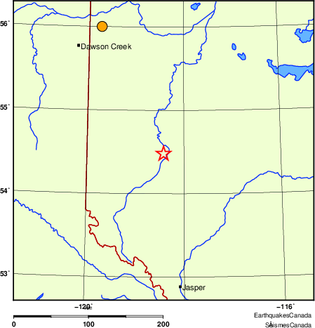 Map of historical earthquakes magnitude 5.0 and larger.  Details in the data table below