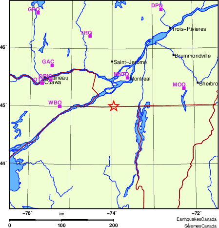 carte des localisations des stations sismologiques locales