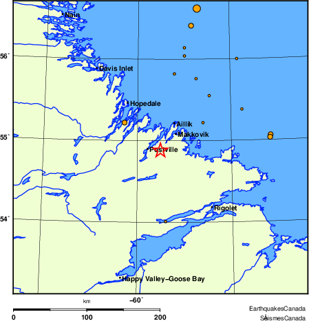 Map of earthquakes magnitude 2.0 and larger, 2000 - present