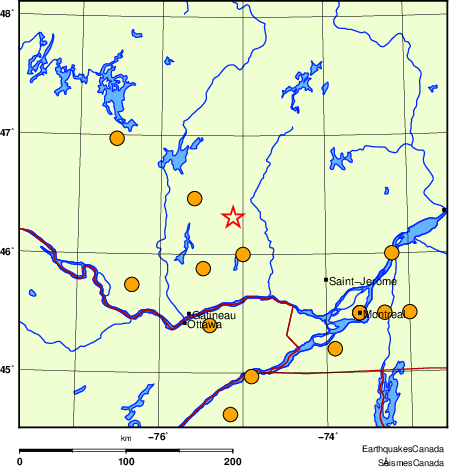 carte des séismes historiques de magnitude 5,0 et plus.  Détails dans le tableau de données ci-dessous