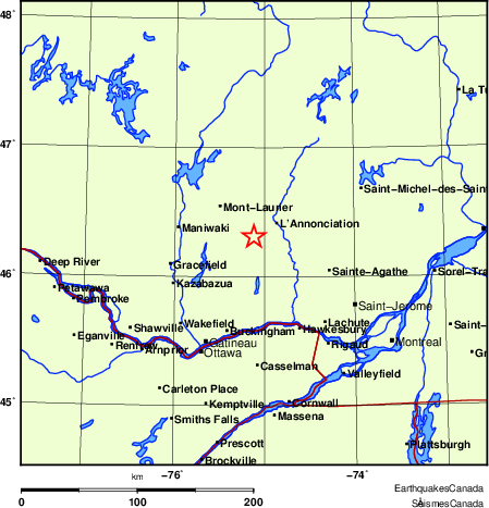 carte des endroits près de l'épicentre