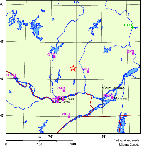 carte des localisations des stations sismologiques locales