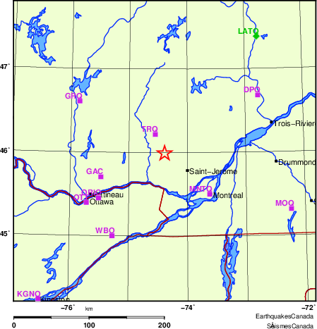 carte des localisations des stations sismologiques locales