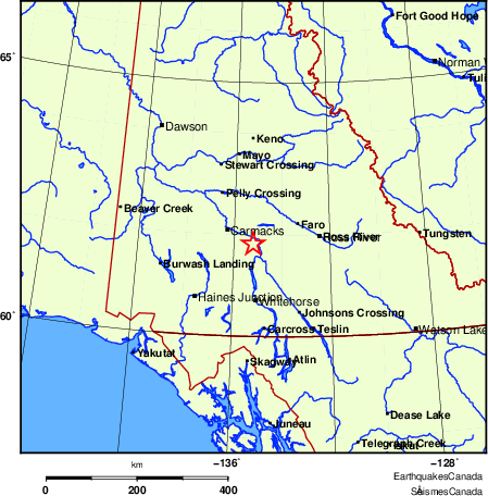 carte des endroits près de l'épicentre