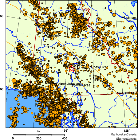 carte des des séismes de magnitude 2,0 et plus depuis 2000