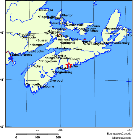 carte des endroits près de l'épicentre