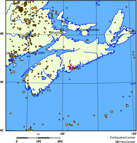 carte des des séismes de magnitude 2,0 et plus depuis 2000