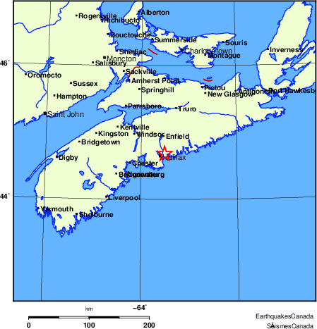 carte des endroits près de l'épicentre