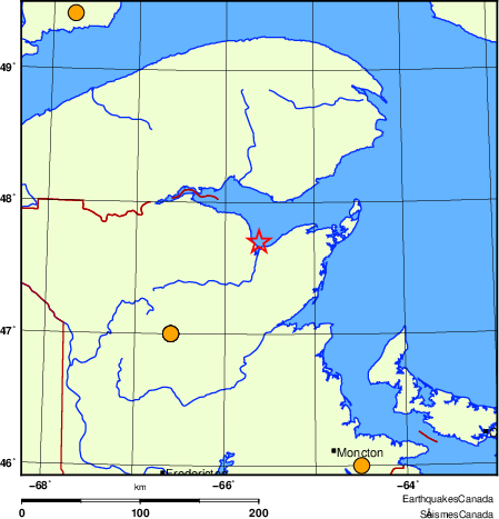 Map of historical earthquakes magnitude 5.0 and larger.  Details in the data table below