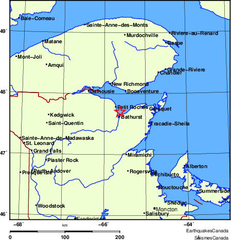 carte des endroits près de l'épicentre