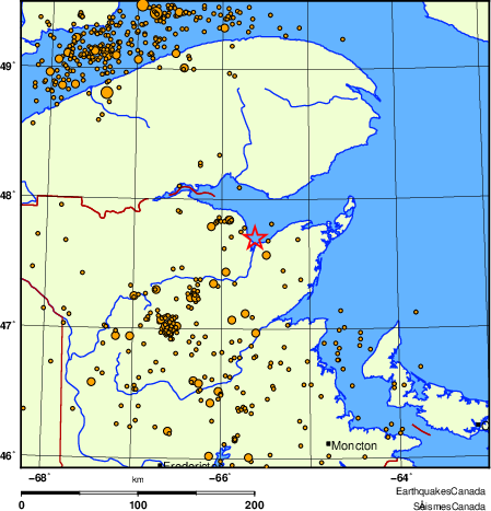 carte des des séismes de magnitude 2,0 et plus depuis 2000