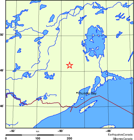 Map of historical earthquakes magnitude 5.0 and larger.  Details in the data table below