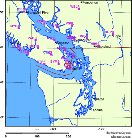 Map of Regional Seismographs