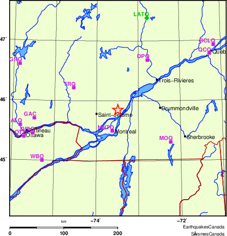 carte des localisations des stations sismologiques locales