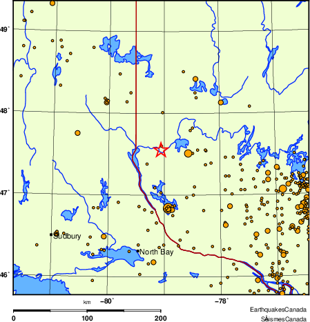 carte des des séismes de magnitude 2,0 et plus depuis 2000