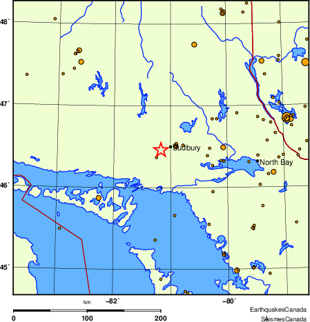 carte des des séismes de magnitude 2,0 et plus depuis 2000