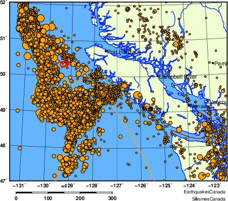 Map of earthquakes magnitude 2.0 and larger, 2000 - present