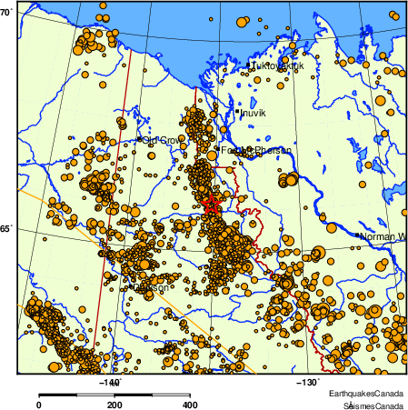 carte des des séismes de magnitude 2,0 et plus depuis 2000