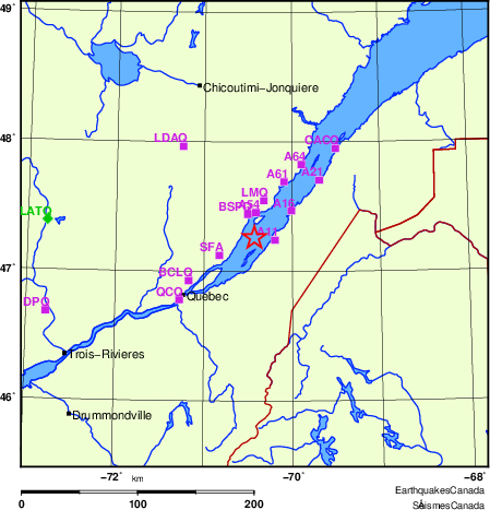 carte des localisations des stations sismologiques locales