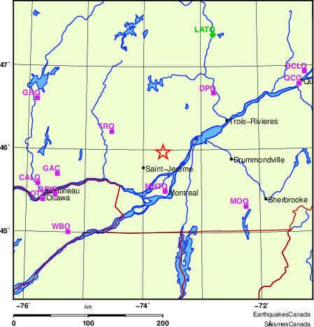 Map of Regional Seismographs