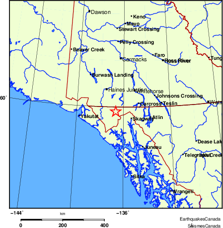 carte des endroits près de l'épicentre