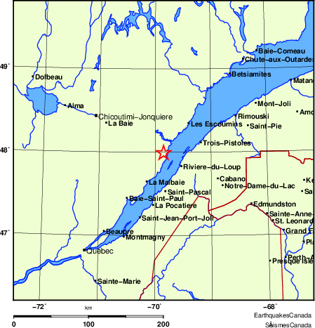 carte des endroits près de l'épicentre