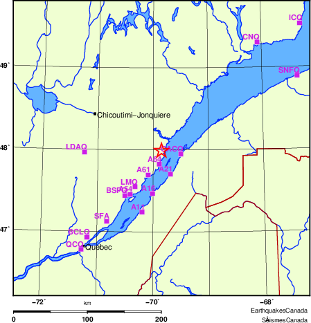 carte des localisations des stations sismologiques locales