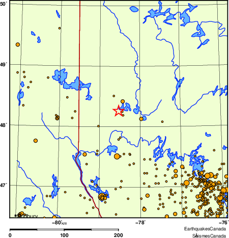 carte des des séismes de magnitude 2,0 et plus depuis 2000