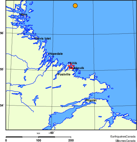 Map of historical earthquakes magnitude 5.0 and larger.  Details in the data table below