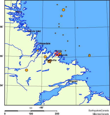 Map of earthquakes magnitude 2.0 and larger, 2000 - present