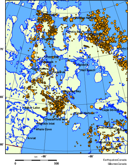 carte des des séismes de magnitude 2,0 et plus depuis 2000