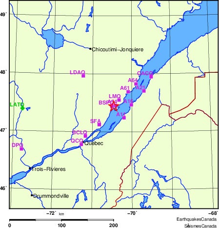 carte des localisations des stations sismologiques locales