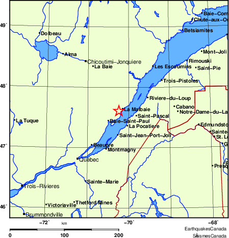 Map of Earthquake Localities