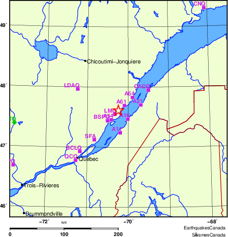 carte des localisations des stations sismologiques locales