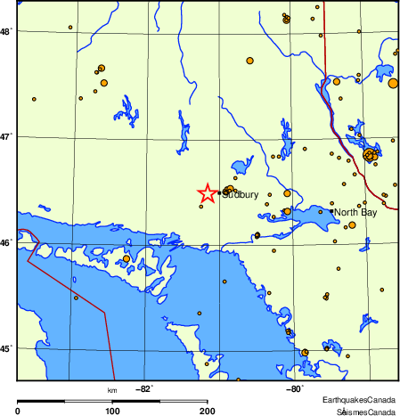 carte des des séismes de magnitude 2,0 et plus depuis 2000