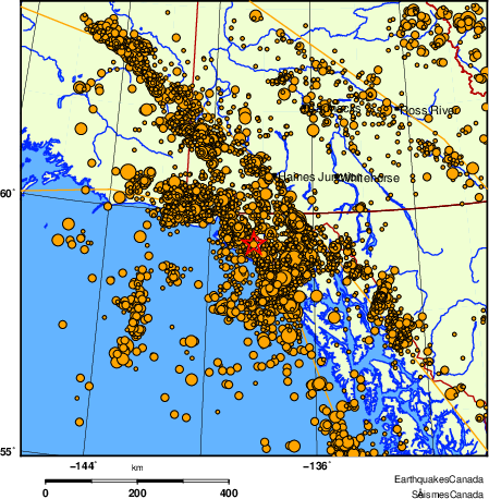 Map of earthquakes magnitude 2.0 and larger, 2000 - present