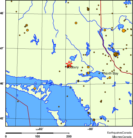 carte des des séismes de magnitude 2,0 et plus depuis 2000