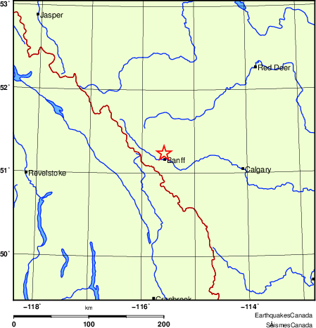 Map of historical earthquakes magnitude 5.0 and larger.  Details in the data table below