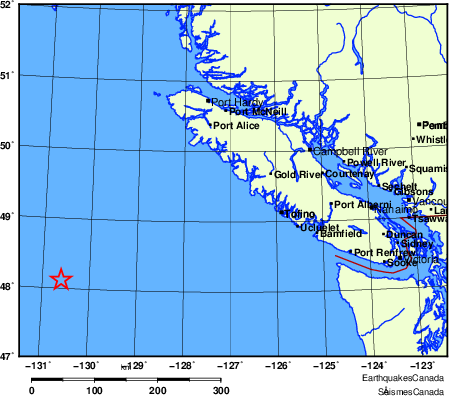 carte des endroits près de l'épicentre