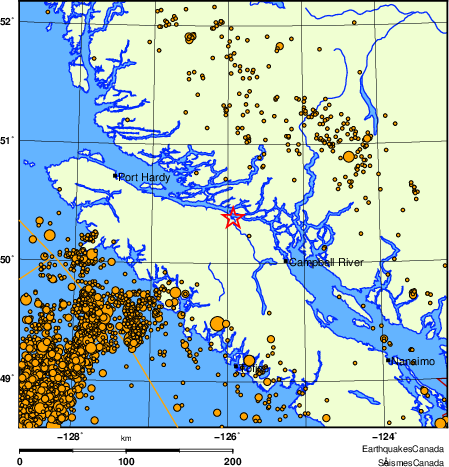 carte des des séismes de magnitude 2,0 et plus depuis 2000