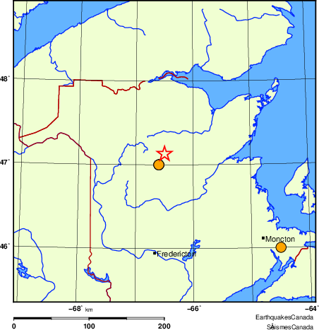 Map of historical earthquakes magnitude 5.0 and larger.  Details in the data table below