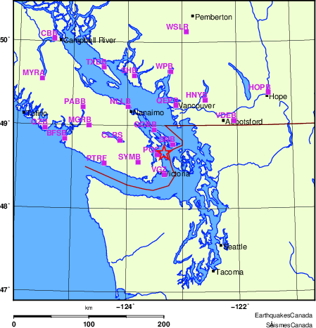 Map of Regional Seismographs