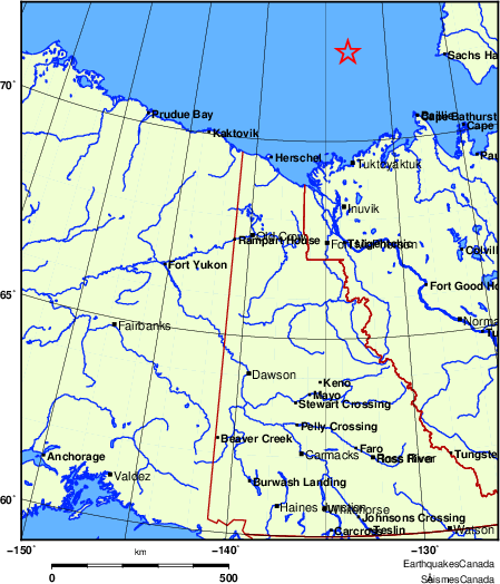 carte des endroits près de l'épicentre