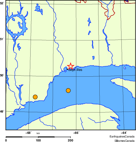 Map of historical earthquakes magnitude 5.0 and larger.  Details in the data table below