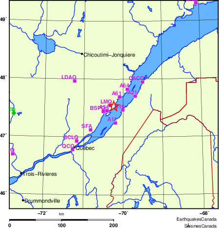 carte des localisations des stations sismologiques locales