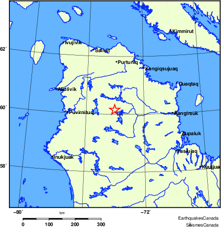 carte des endroits près de l'épicentre