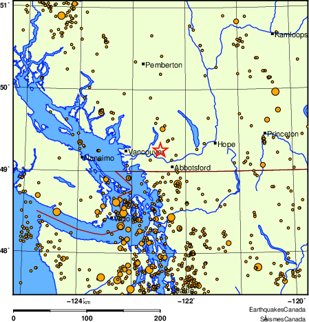 carte des des séismes de magnitude 2,0 et plus depuis 2000