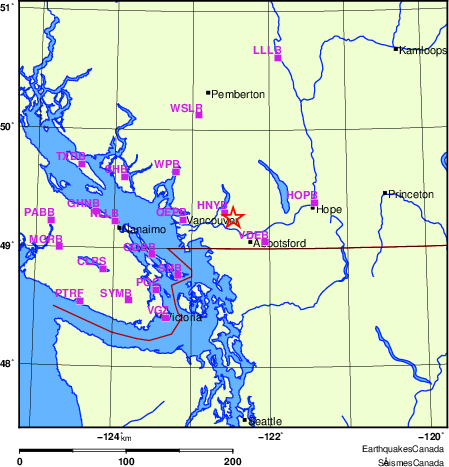 Map of Regional Seismographs