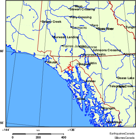 carte des endroits près de l'épicentre